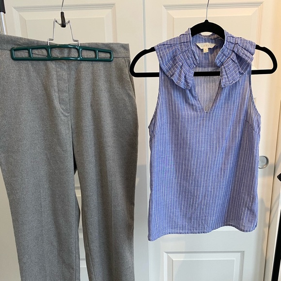 Blue and white Adiva sleeveless blouse - Picture 2 of 2